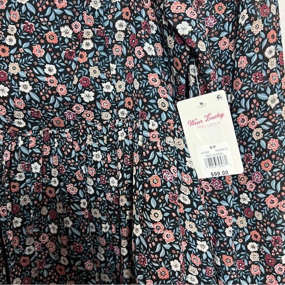 Lucky Brand Women’s Floral square neck Long Sleeve Mini Dress - Picture 3 of 4